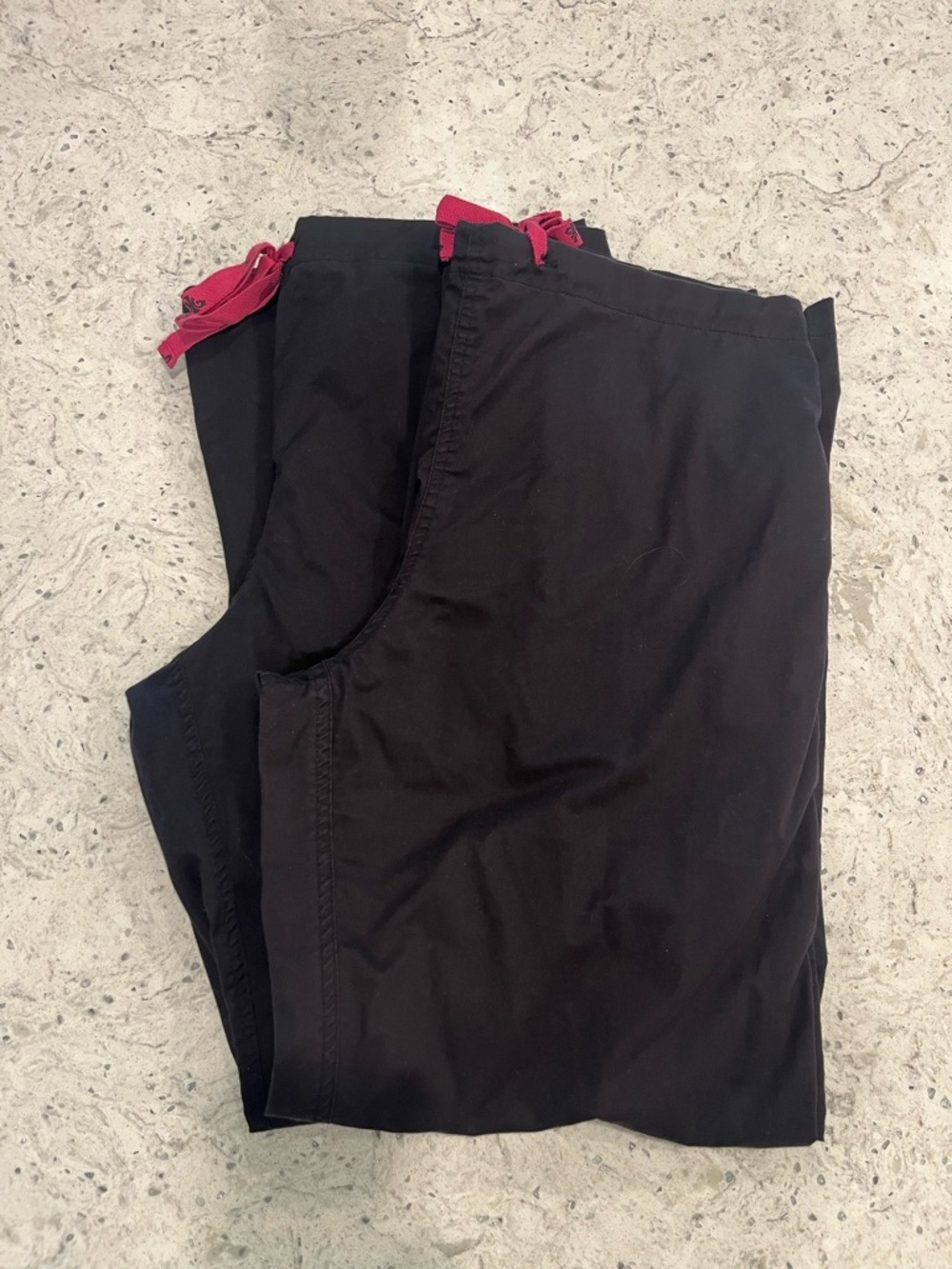 Med Couture Black Scrub Pants with Pink Drawstring
